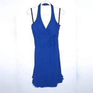 Alfred Angelo Halter Dress Size 10 Blue Bridesmaid Wedding Gown Prom Party